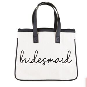 Bridesmaid White and Black Tote Bag